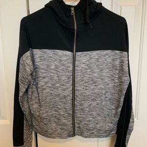 black and grey zip up